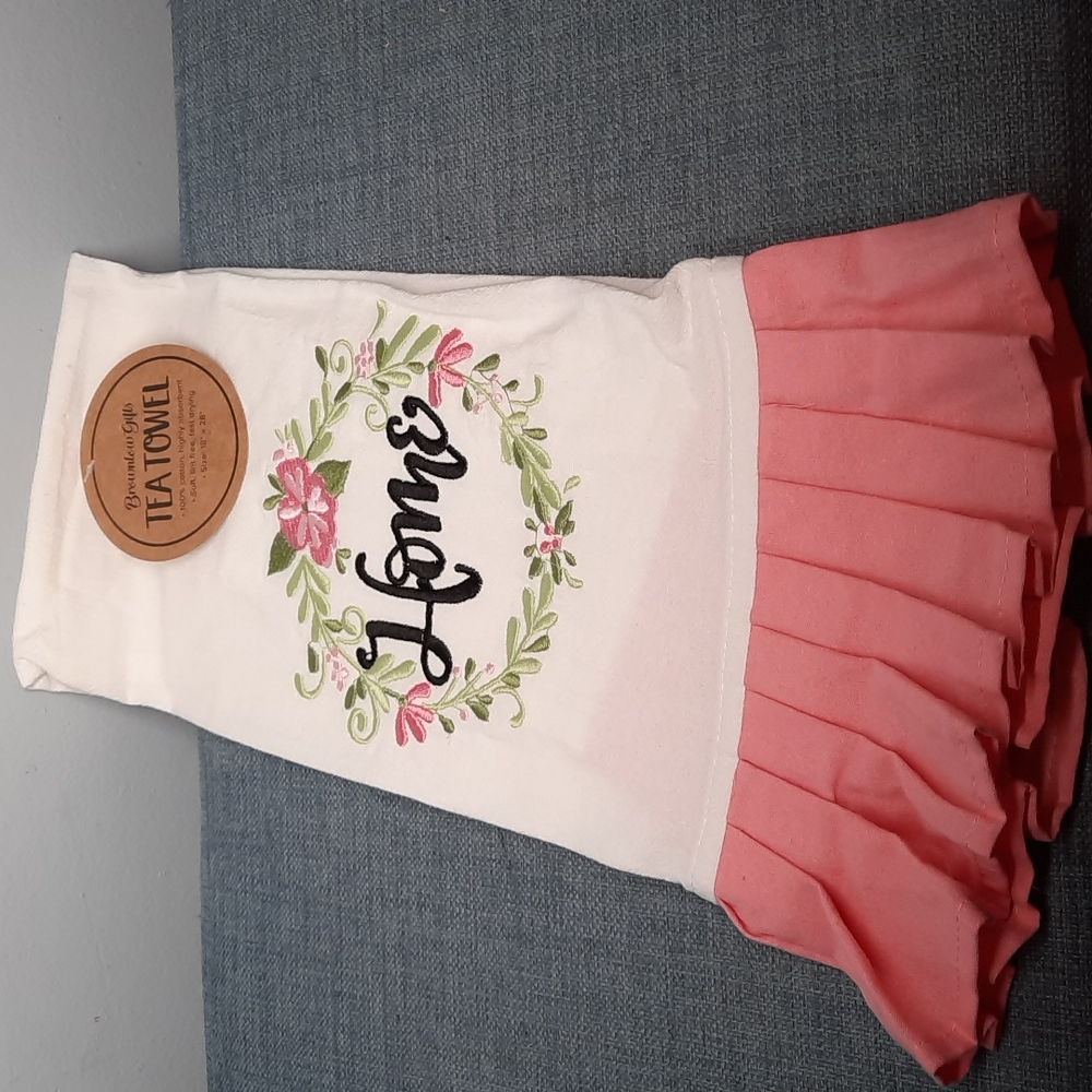 Kitchen Dish Towel Pretty Leaves Flowers Home Embroidered Cotton Tea Fingertip